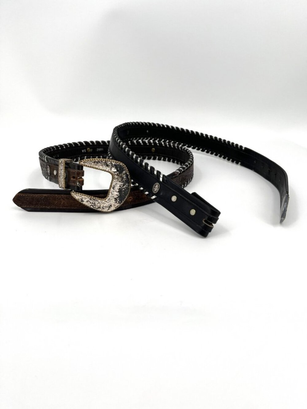 Circle Y Silver Laces Belt Lot 2 Straps 1 Crumrine Buckle Interchangeable